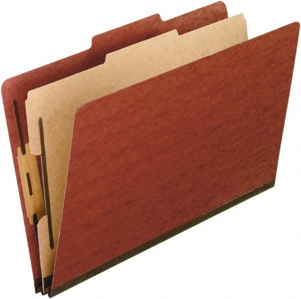Pendaflex - 8-1/2 x 14", Legal, Red, Classification Folders with Top Tab Fastener - 11 Point Stock, 2/5 Tab Cut Location - Industrial Tool & Supply