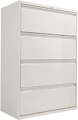 ALERA - 36" Wide x 54" High x 19-1/4" Deep, 4 Drawer Lateral File with Lock - Steel, Light Gray - Industrial Tool & Supply