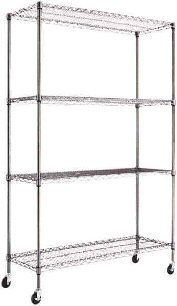 ALERA - 4 Shelf Wire Shelving Unit - 18" Deep x 72" High, - Industrial Tool & Supply