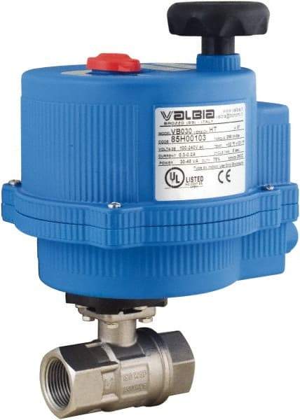 BONOMI - 1/2" Pipe, 24 VAC, DCV Voltage 1,000 psi WOG Rating 316 Stainless Steel Electric Actuated Ball Valve - PTFE Seal, Full Port, 150 psi WSP Rating, NPT End Connection - Industrial Tool & Supply