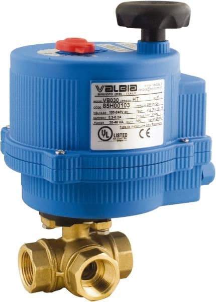 BONOMI - 1/4" Pipe, 100-240 VACV Voltage 400 psi WOG Rating Brass Electric Actuated Ball Valve - PTFE Seal, Standard Port, 100 psi WSP Rating, NPT End Connection - Industrial Tool & Supply