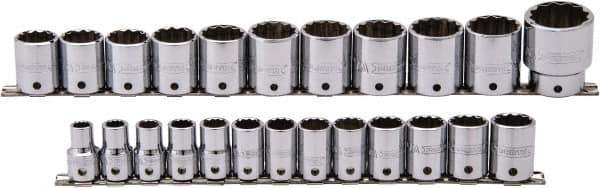 Proto - 24 Piece 1/2" Drive Socket Set - 12 Points, 10mm to 36mm Range, Metric Measurement Standard - Industrial Tool & Supply