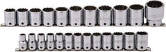 Proto - 24 Piece 1/2" Drive Socket Set - 12 Points, 10mm to 36mm Range, Metric Measurement Standard - Industrial Tool & Supply