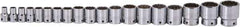 Proto - 19 Piece 1/2" Drive Socket Set - 12 Points, 3/8" to 1-1/2" Range, Inch Measurement Standard - Industrial Tool & Supply