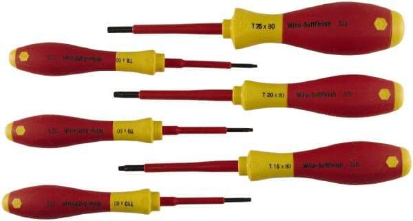 Wiha - 6 Piece T8 to T25 Ergonomic Handle Torx Driver Set - T-8, T-9, T-10, T-15, T-20, T-25 - Industrial Tool & Supply