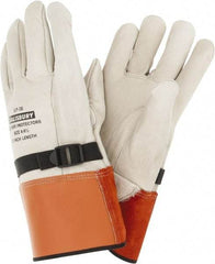 Salisbury by Honeywell - Class 0, Size L (8), 12" Long, Cowhide Leather Protector - Tan/Orange - Industrial Tool & Supply