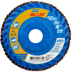 ‎4-1/2 × 7/8″ Blaze Plastic Flat Flap Disc Type 27 36 Grit R980P Premium Ceramic Alumina - Industrial Tool & Supply