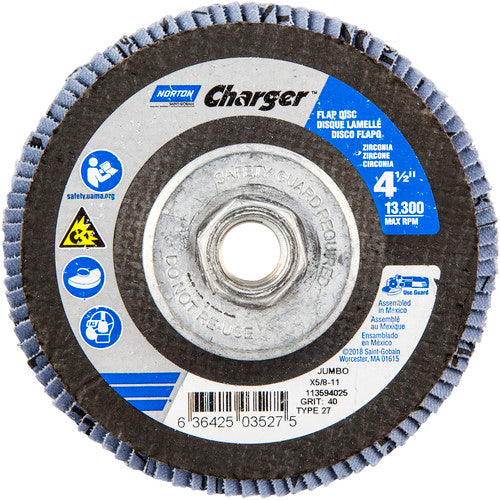 ‎4-1/2″ × 1/4″ × 5/8″ Jumbo Charger R822 Flap Disc Type 27 Jumbo 40 Grit - Industrial Tool & Supply