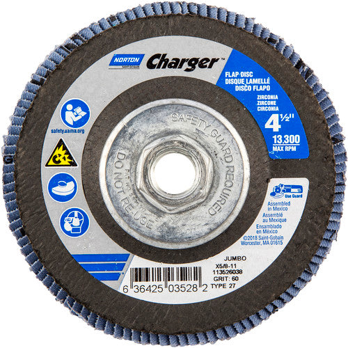 ‎4-1/2″ × 1/4″ × 5/8″ Jumbo Charger R822 Flap Disc Type 27 Jumbo 60 Grit - Industrial Tool & Supply