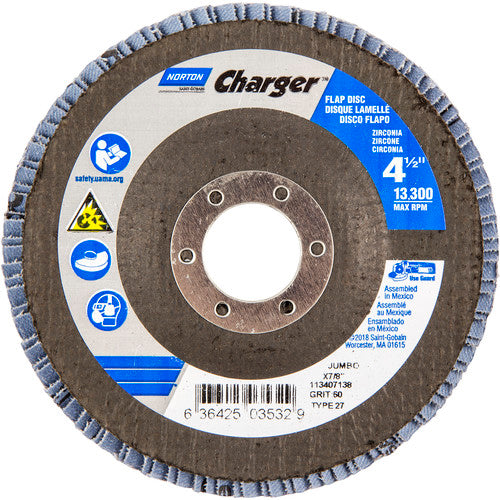 ‎4-1/2″ × 1/4″ × 7/8″ Jumbo Charger R822 Flap Disc Type 27 Jumbo 60 Grit - Industrial Tool & Supply