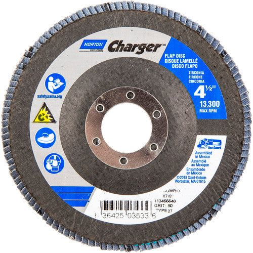 ‎4-1/2″ × 1/4″ × 7/8″ Jumbo Charger R822 Flap Disc Type 27 Jumbo 80 Grit - Industrial Tool & Supply