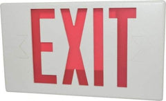 Cooper Lighting - 1 and 2 Face, 0.98, 1.03 Watt, White, Polycarbonate, LED, Illuminated Exit Sign - 120/277 VAC, Nickel Cadmium, Surface Mounted, 13 Inch Long x 2-1/8 Inch Wide x 7-1/2 Inch High - Industrial Tool & Supply