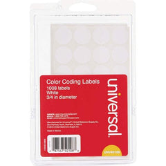 UNIVERSAL - Labels, Ribbons & Tapes Type: Color Coding Labels Color: White - Industrial Tool & Supply