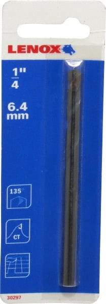 Lenox - 1/4" Pin Diam, 4" Long Carbide-Tipped Pilot Drill - 9/16 to 1-3/16" Tool Diam Compatibility, Compatible with Hole Cutters - Industrial Tool & Supply