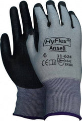 Ansell - Size XS (6), ANSI Cut Lvl 2, Abrasion Lvl 5, Polyurethane Coated Cut Resistant Gloves - Palm & Fingers Coated, Dyneema/Lycra Lining, Knit Wrist, White/Black, Paired - Industrial Tool & Supply