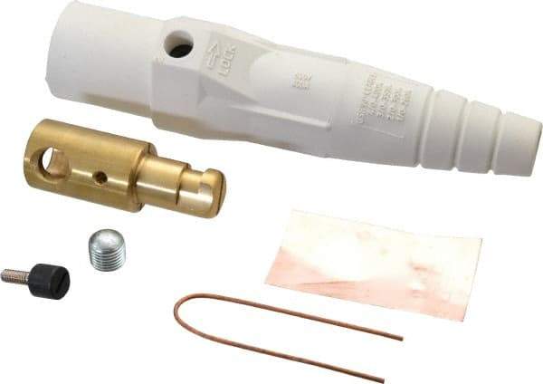 Leviton - 3R NEMA Rated, 600 Volt, 400 Amp, 1/0 to 4/0 AWG, Cam, Single Set Screw, Male Single Pole Plug and Connector - 7.01 Inch Long, White - Industrial Tool & Supply
