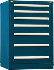 Vidmar - 7 Drawer, Modular Storage Cabinet - Steel, 30" Wide x 27-3/4" Deep x 44" High, Dark Blue - Industrial Tool & Supply