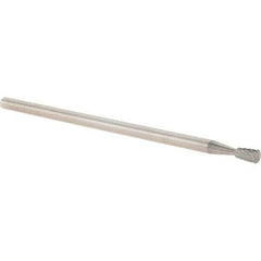 Made in USA - 1/8" Cut Diam, 1/8" Shank Diam, Inverted Cone Head Double Cut Burr - Carbide, 3/16" LOC, 3" OAL - Industrial Tool & Supply