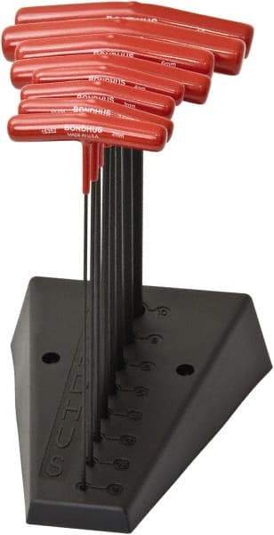 Bondhus - 8 Piece, T-Handle Cushion Grip Hex Key Set - 2 to 10mm Range, Protanium High Torque Steel - Industrial Tool & Supply