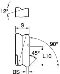 Kennametal - SPHX1205 Grade KTPK20 Cermet Milling Insert - TiAlN Finish, 0.2165" Thick, 12mm Inscribed Circle - Industrial Tool & Supply