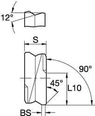 Kennametal - SPHX1205 Grade KTPK20 Cermet Milling Insert - TiAlN Finish, 0.2165" Thick, 12mm Inscribed Circle - Industrial Tool & Supply