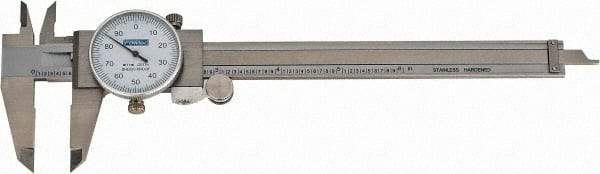 Fowler - 0" to 6" Range, 0.001" Graduation, 0.1" per Revolution, Dial Caliper - White Face, 1.6" Jaw Length, Accurate to 0.0010" - Industrial Tool & Supply