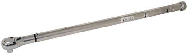 Value Collection - 3/4" Drive Micrometer Type Ratchet Head Torque Wrench - 90 Ft/Lb to 300 Ft/Lb Torque, 31" OAL, 1-1/2 Ft/Lb Graduation - Industrial Tool & Supply