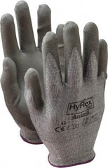 Ansell - Size XS (6), ANSI Cut Lvl 2, Abrasion Lvl 6, Polyurethane Coated Cut Resistant Gloves - 8.5" Long, Palm & Fingers Coated, Dyneema/Lycra Lining, Knit Wrist, Gray/Gray, Paired - Industrial Tool & Supply