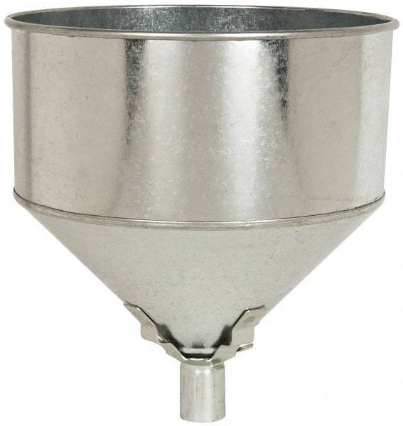 Plews - 8 Qt Capacity Steel Funnel - 9-1/2" Mouth OD, 1" Tip OD, Straight Spout - Industrial Tool & Supply