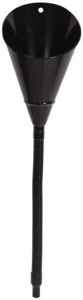 Value Collection - 2 Qt Capacity Steel Funnel - 1/2" Tip OD, 17" Flexible Spout, Black - Industrial Tool & Supply