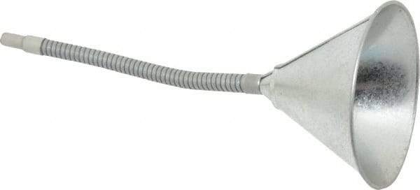 Value Collection - 1 Qt Capacity Steel Funnel - 6" Mouth OD, 9/16" Tip OD, 12" Flexible Spout - Industrial Tool & Supply