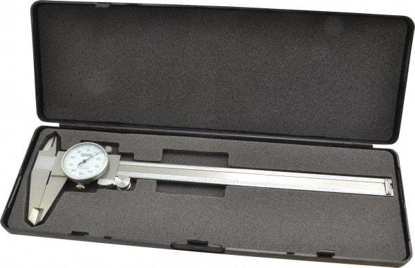 Fowler - 0" to 8" Range, 0.001" Graduation, 0.1" per Revolution, Dial Caliper - White Face, 2" Jaw Length - Industrial Tool & Supply