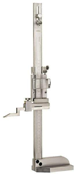 Fowler - 0 to 40 Inch Measurement, 0.001 Inch Graduation, Vernier Height Gage - Satin Chrome Finish, Stainless Steel - Industrial Tool & Supply
