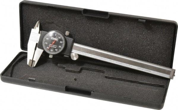 Fowler - 0" to 6" Range, 0.001" Graduation, 0.1" per Revolution, Dial Caliper - Black Face, 1.6" Jaw Length, Accurate to 0.0010" - Industrial Tool & Supply