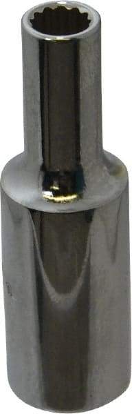 Proto - 1/4", 3/8" Drive, Deep Hand Socket - 12 Points, 2-1/8" OAL, Chrome Finish - Industrial Tool & Supply