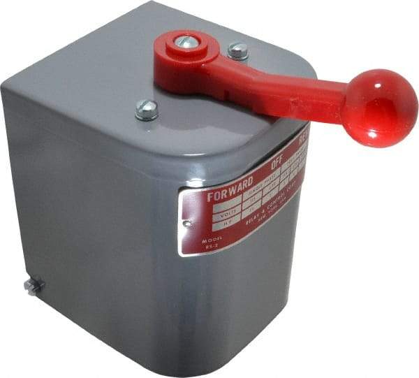 Made in USA - 230 VAC/VDC, 550 VAC Input Volt, Maintained (MA), Enclosed Drum Switch - 5 Inch Wide x 3-1/2 Inch Deep x 5-1/2 Inch High - Industrial Tool & Supply