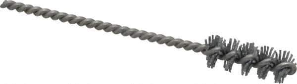 Made in USA - 3/8" Diam Helical Nylon Tube Brush - 0.022" Filament Diam, 1" Brush Length, 3-1/2" OAL, 0.11" Diam Stainless Steel Shank - Industrial Tool & Supply