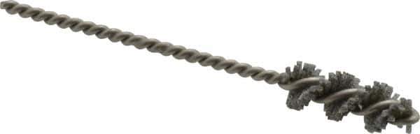 Made in USA - 3/4" Diam Helical Nylon Tube Brush - 0.022" Filament Diam, 1" Brush Length, 3-1/2" OAL, 0.162" Diam Stainless Steel Shank - Industrial Tool & Supply