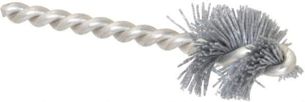 Made in USA - 1" Diam Helical Nylon Tube Brush - 0.022" Filament Diam, 1" Brush Length, 3-1/2" OAL, 1/4" Diam Stainless Steel Shank - Industrial Tool & Supply