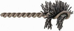 Made in USA - 1-1/4" Diam Helical Nylon Tube Brush - 0.04" Filament Diam, 1" Brush Length, 3-1/2" OAL, 1/4" Diam Stainless Steel Shank - Industrial Tool & Supply