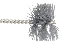 Made in USA - 2" Diam Helical Nylon Tube Brush - 0.022" Filament Diam, 1" Brush Length, 3-1/2" OAL, 1/4" Diam Stainless Steel Shank - Industrial Tool & Supply