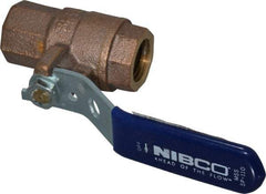 NIBCO - 1/2" Pipe, Full Port, Bronze Standard Ball Valve - 2 Piece, Inline - One Way Flow, FNPT x FNPT Ends, Lever Handle, 600 WOG, 150 WSP - Industrial Tool & Supply