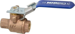 NIBCO - 1/4" Pipe, Full Port, Bronze Standard Ball Valve - 2 Piece, Inline - One Way Flow, FNPT x FNPT Ends, Locking Lever Handle, 600 WOG, 150 WSP - Industrial Tool & Supply