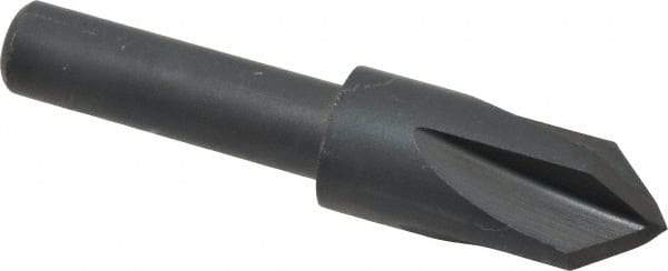 Cleveland - 3/8" Head Diam, 1/4" Shank Diam, 4 Flute 82° High Speed Steel Countersink - Oxide Finish, 1.656" OAL, Single End, Straight Shank, Right Hand Cut - Industrial Tool & Supply