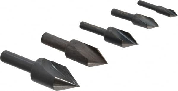 Cleveland - 5 Piece, 1/4 to 3/4" Head Diam, 60° Included Angle, Single End Countersink Set - Industrial Tool & Supply