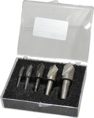 Cleveland - 5 Piece, 1/4 to 3/4" Head Diam, 82° Included Angle, Single End Countersink Set - Industrial Tool & Supply
