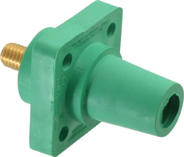 Leviton - 3R NEMA Rated, 600 Volt, 400 Amp, 2 to 4/0 AWG, Female, Threaded Stud, Panel Receptacle - 3.56 Inch Long, Green - Industrial Tool & Supply