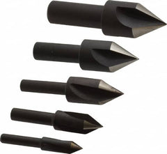 Cleveland - 5 Piece, 1/4 to 3/4" Head Diam, 60° Included Angle, Single End Countersink Set - Industrial Tool & Supply