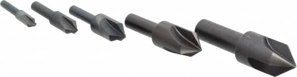 Cleveland - 5 Piece, 1/4 to 3/4" Head Diam, 82° Included Angle, Single End Countersink Set - Industrial Tool & Supply