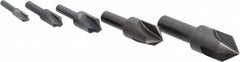 Cleveland - 5 Piece, 1/4 to 3/4" Head Diam, 82° Included Angle, Single End Countersink Set - Industrial Tool & Supply